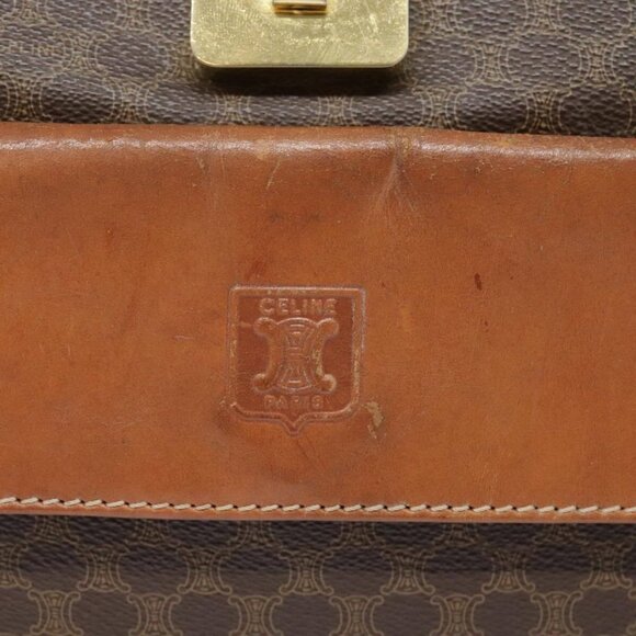 CELINE Macadam Canvas Shoulder Bag PVC Leather Brown Gold Auth 89829 - Picture 15 of 16